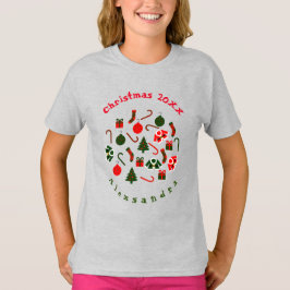 クリスマス素材の赤と緑のクリスマスカラー Tシャツ