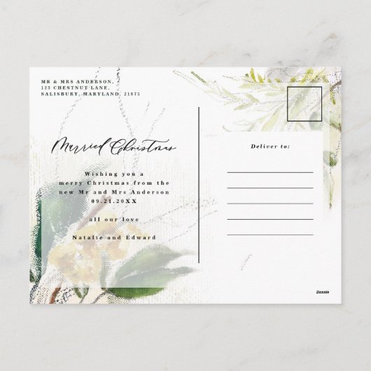 クリスマス結婚したのエレガント植物写真の新刊 シーズンポストカード (裏面)