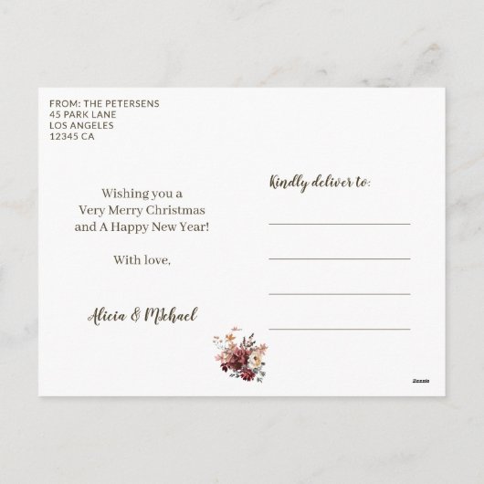 クリスマス結婚したの休日の写真を楽しく新婚 シーズンポストカード (裏面)