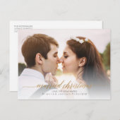 クリスマス結婚したの新婚写真 |金ゴールド シーズンポストカード (正面/裏面)