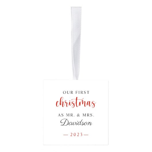 クリスマス結婚したの最初の結婚写真 キューブオーナメント (右)