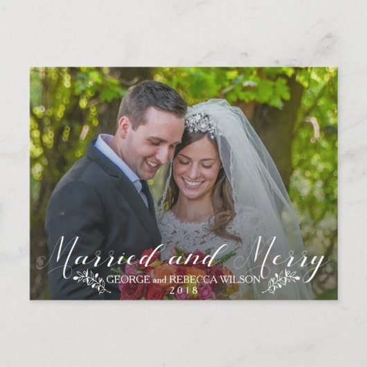クリスマス結婚したはがき |新婚のフォトカード ポストカード (正面)
