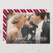 クリスマス結婚したスクリプトフルフォトホリデーカード シーズンカード (正面/裏面)