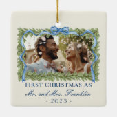 クリスマス結婚したフェスティバル写真 セラミックオーナメント (裏面)