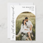 クリスマス結婚したフォトア数々のーチクリスマスクリスマス シーズンカード (正面)