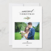 クリスマス結婚したミニマルの新婚写真クリスマス シーズンカード (正面)