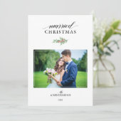 クリスマス結婚したミニマルの新婚写真クリスマス シーズンカード (スタンド正面)