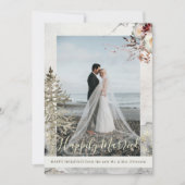 クリスマス結婚した休暇の新婚の写真 シーズンカード (正面)