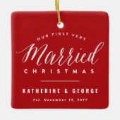 クリスマス結婚した初のミスター&ミセス結婚ズ セラミックオーナメント (正面)
