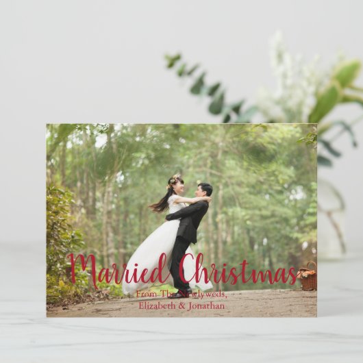 クリスマス結婚した新エレガント婚の写真 シーズンカード (スタンド正面)