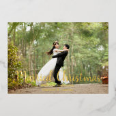 クリスマス結婚した新エレガント婚の写真 箔シーズンカード (正面)