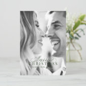 クリスマス結婚した新婚のフォトカードグリーン シーズンカード (スタンド正面)