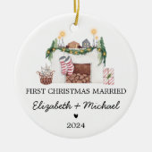 クリスマス結婚した水の第1色クリスマスツリー セラミックオーナメント (正面)