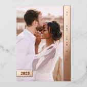 クリスマス結婚した |バラ金ゴールドの新しい数々の写真 箔シーズンカード (正面)