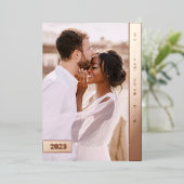 クリスマス結婚した |バラ金ゴールドの新しい数々の写真 箔シーズンカード (立ち正面)