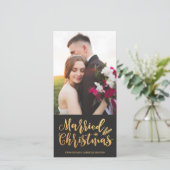 クリスマス結婚した | パインモダン金ゴールド写真 シーズンカード (スタンド正面)