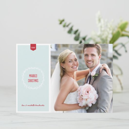 クリスマス結婚した |新婚ホリデーの写真カード シーズンカード (スタンド正面)