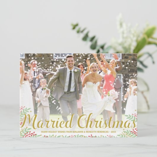 クリスマス結婚した |新婚ホリデーの写真カード シーズンカード (スタンド正面)