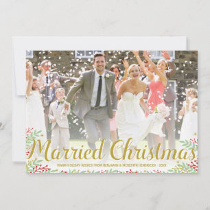 クリスマス結婚した  新婚ホリデーの写真カード シーズンカード
