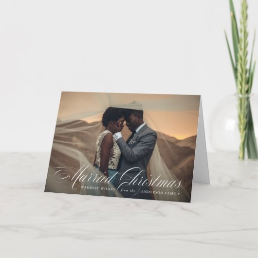 クリスマス結婚した |赤い休日の折り畳みカード シーズンカード (正面)
