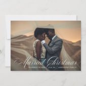 クリスマス結婚した |青い休日のフォトカード シーズンカード (正面)