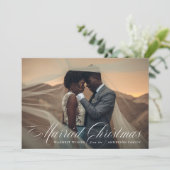 クリスマス結婚した |青い休日のフォトカード シーズンカード (スタンド正面)