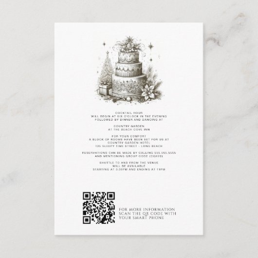 クリスマス結婚と詳細とQR エンクロージャーカード (正面)