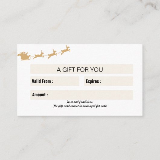 クリスマス結婚のためのギフトカード$50 名刺 (裏面)