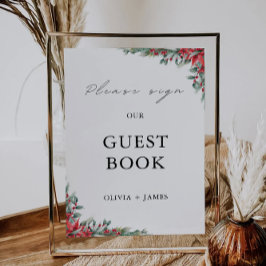 クリスマス結婚のゲストブックサインテンプレート 招待状