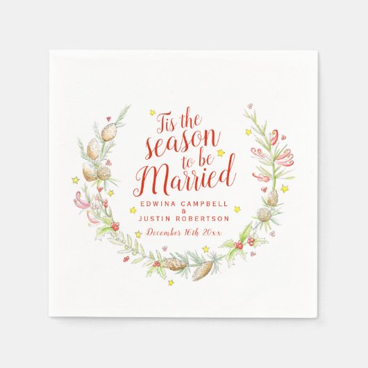 クリスマス結婚のコーンの果実のスターウォーター色 スタンダードカクテルナプキン (正面)