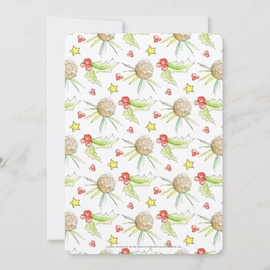 クリスマス結婚のコーンの果実のスターウォーター色 招待状 (裏面)