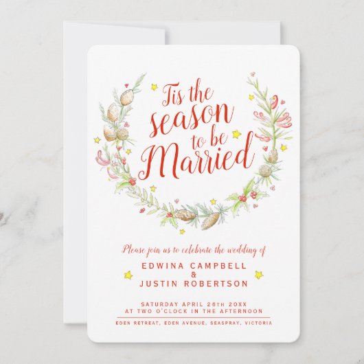 クリスマス結婚のコーンの果実のスターウォーター色 招待状 (正面)