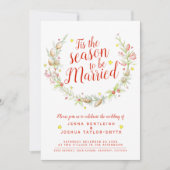 クリスマス結婚のコーンの果実の水彩写真 招待状 (正面)