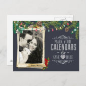 クリスマス結婚のシャルボード日付を保存 案内ポストカード (正面/裏面)