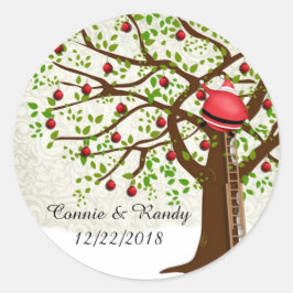 クリスマス結婚のステッカーモノグラムサンタ ラウンドシール