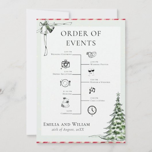 クリスマス結婚のタイムラインオーダー シーズンカード (正面)