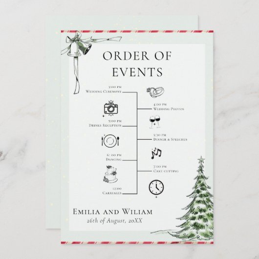 クリスマス結婚のタイムラインオーダー シーズンカード (正面/裏面)