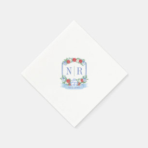 クリスマス結婚のチャイノアイセリーカップルのモノグラム スタンダードカクテルナプキン