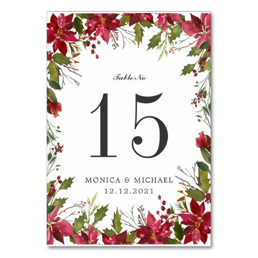 クリスマス結婚のテーパーソナライズされたブル番号 テーブルナンバー (裏面)