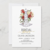 クリスマス結婚のドレスのブライダルシャワー招待 シーズンカード (正面)