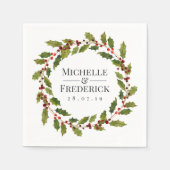 クリスマス結婚のフローラホリーウォーターの色 スタンダードカクテルナプキン (正面)