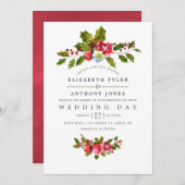 クリスマス結婚のフローラホリーウォーター招待状 招待状 (正面/裏面)