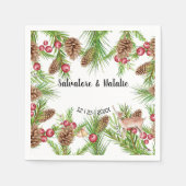 クリスマス結婚のブライダルシャワー結婚式 スタンダードカクテルナプキン (正面)