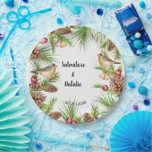 クリスマス結婚のブライダル結婚式 ペーパープレート (パーティー)