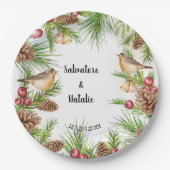 クリスマス結婚のブライダル結婚式 ペーパープレート (正面)