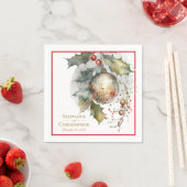クリスマス結婚のホリーオーナメント スタンダードカクテルナプキン (インサイチュ)