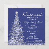 クリスマス結婚のリハーサルディナーシルバー海軍 招待状 (正面)