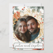 クリスマス結婚のロマンチックな写真と金ゴールドアクセント 招待状 (正面)