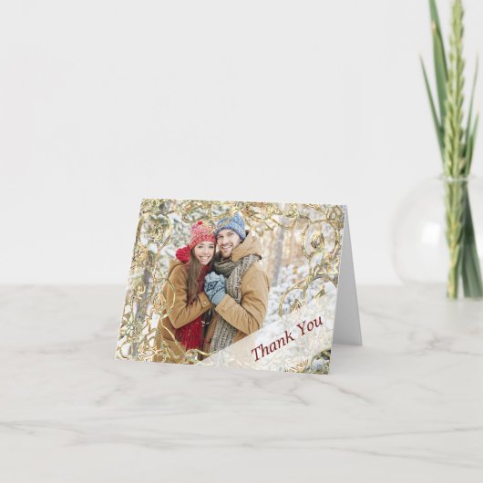 クリスマス結婚の写真ありがとう サンキューカード (正面)