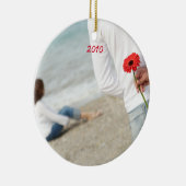 クリスマス結婚の写真とエッフェルタワー セラミックオーナメント (右)